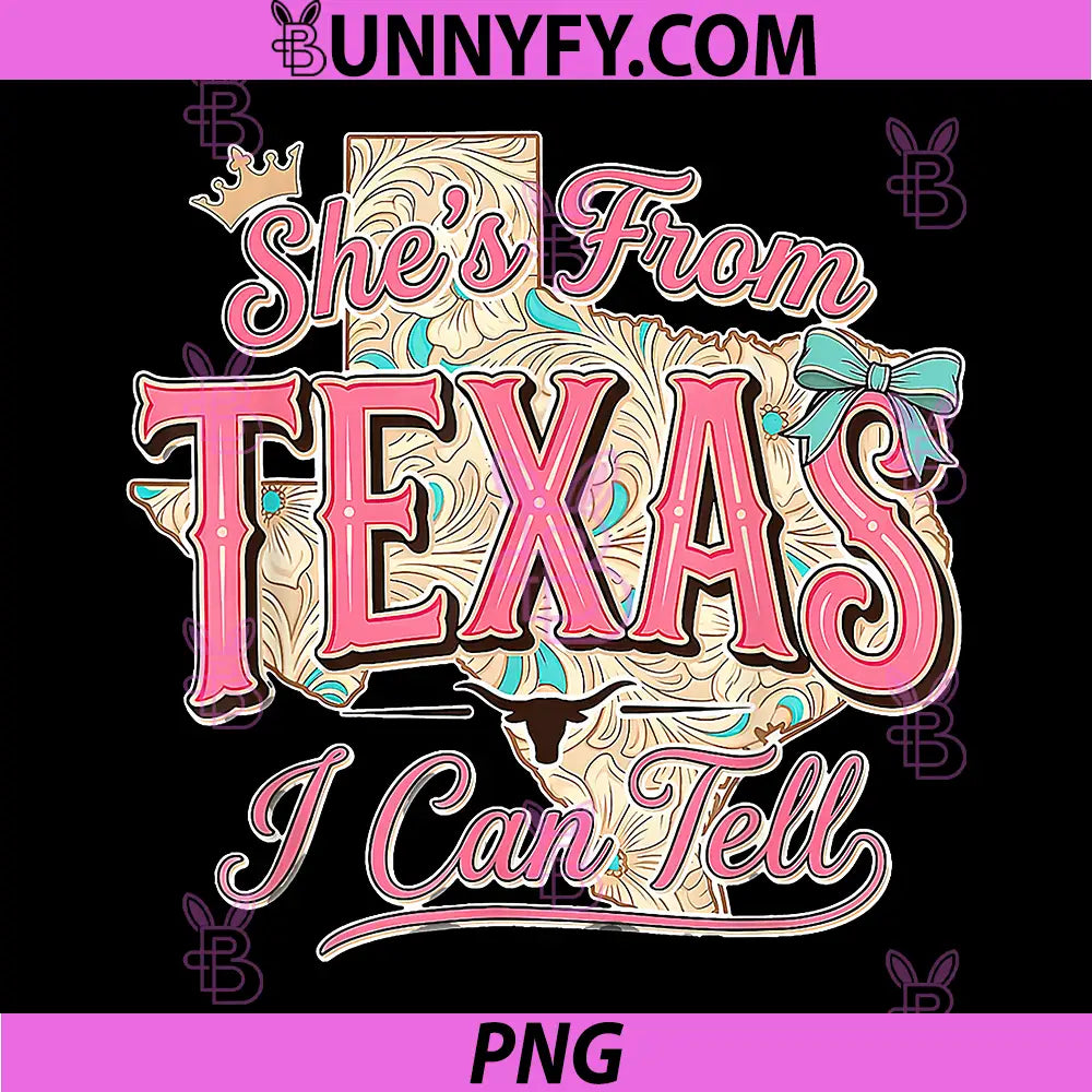 Shes from Texas I Can Tell PNG, Floral Texas Map PNG