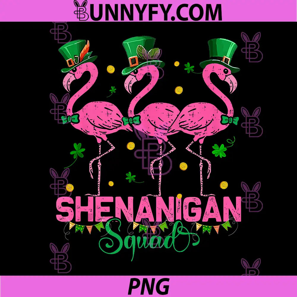 Shenanigan Squad PNG, Irish Flamingo PNG, St Patricks Day Bird Animal PNG