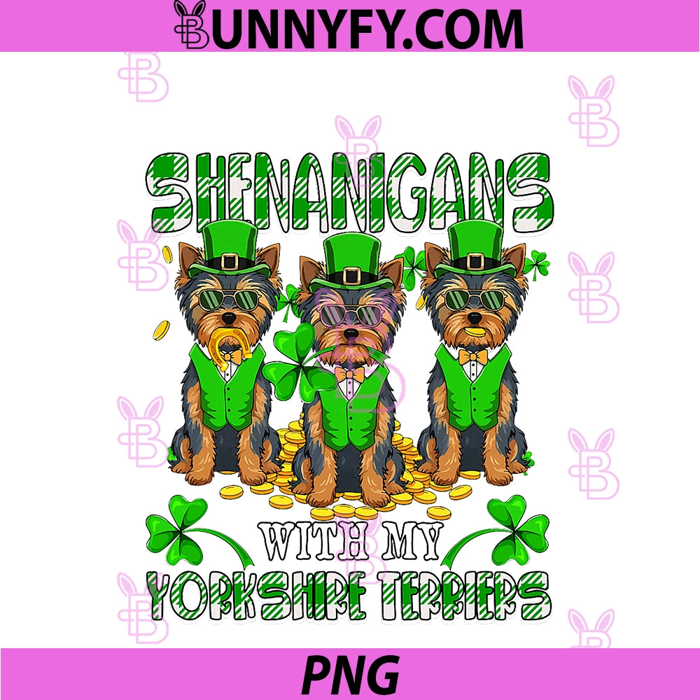 Shenanigans With Yorkshire Terriers PNG, Patrick's Day Dogs Owner PNG