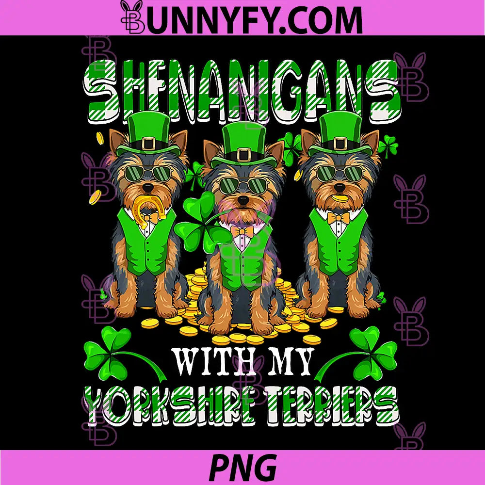 Shenanigans with Yorkshire Terriers PNG, Patrick's Day Dogs Owner PNG