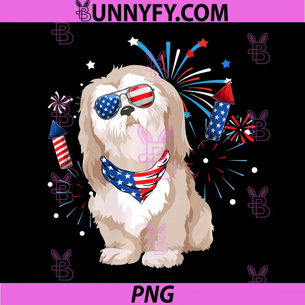 Shih Tzu Dog American Flag PNG, 4Th of July Lover PNG