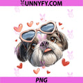Shih Tzu Dog PNG, Valentine's Day Heart Glasses PNG