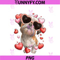 Shih Tzu Dog PNG, Valentine's Day Heart Glasses PNG