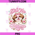 Shih Tzu Mama Cute PNG, Dog Mom Paw Heart Floral PNG