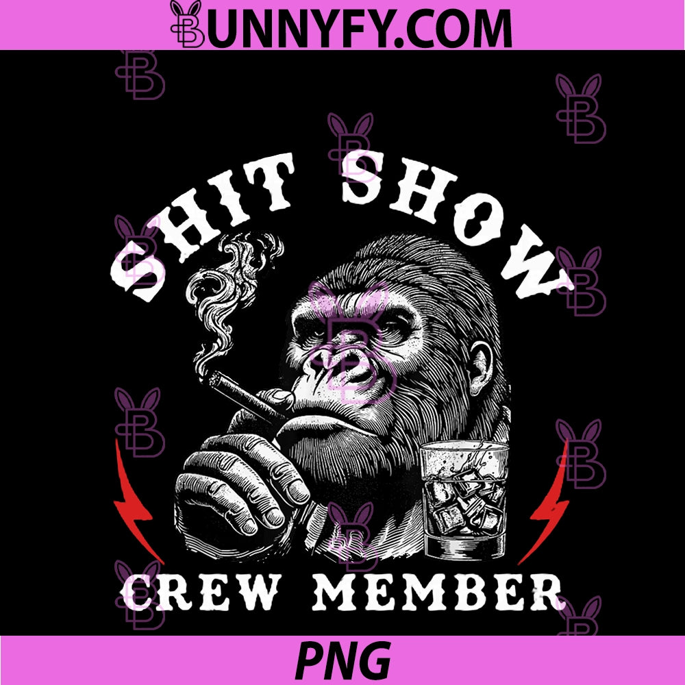 Shit Show Crew PNG, Member Monkey Vintage PNG