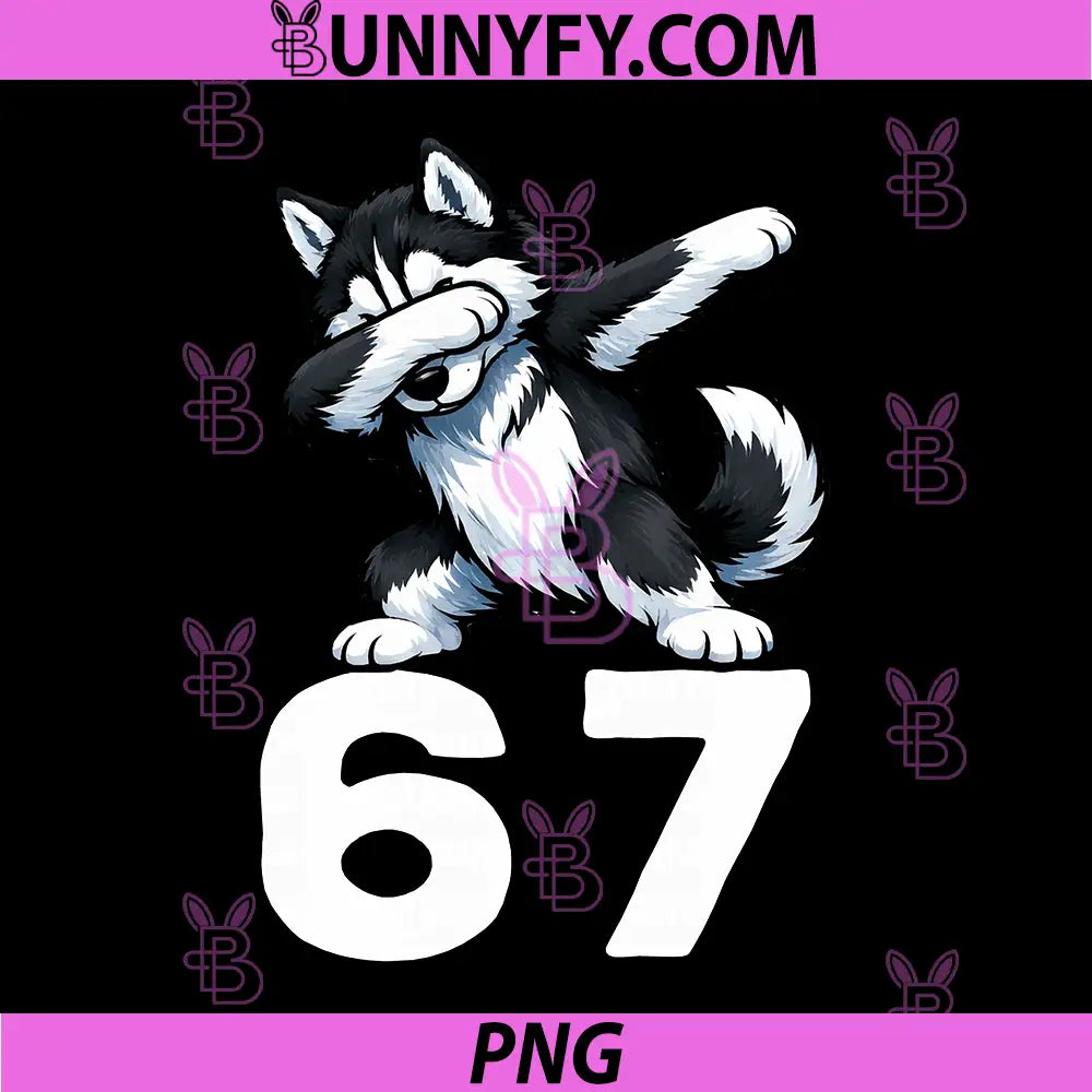 Siberian Husky Dog Dabbing 67 PNG, Meme Six Seven Funny PNG
