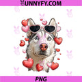 Siberian Husky Dog Valentine's Day PNG, Heart Glasses PNG