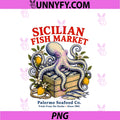 Sicilian Fish Market Sicily Retro PNG, Octopus Palermo Italy PNG