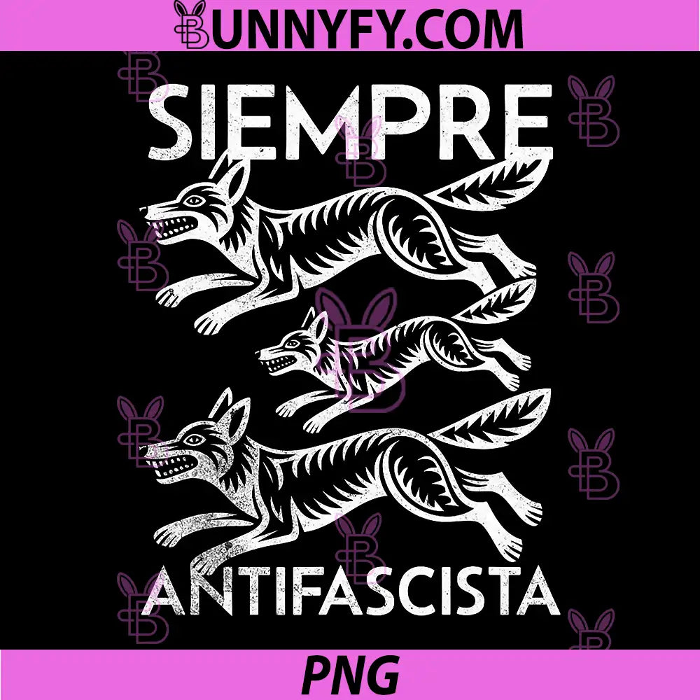 Siempre Antifascista PNG, Anti Fascist Wolves Retro PNG