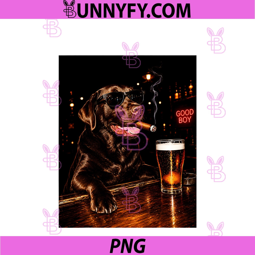 Silly Chocolate Labrador PNG, Retriever Drinking Beer Cigar Dog PNG
