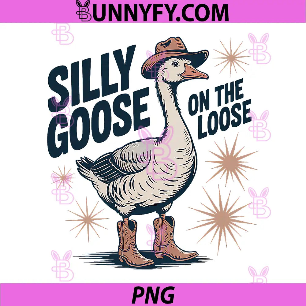 Silly Goose On The Loose Funny Art PNG, Cowboy Goose Cartoon PNG