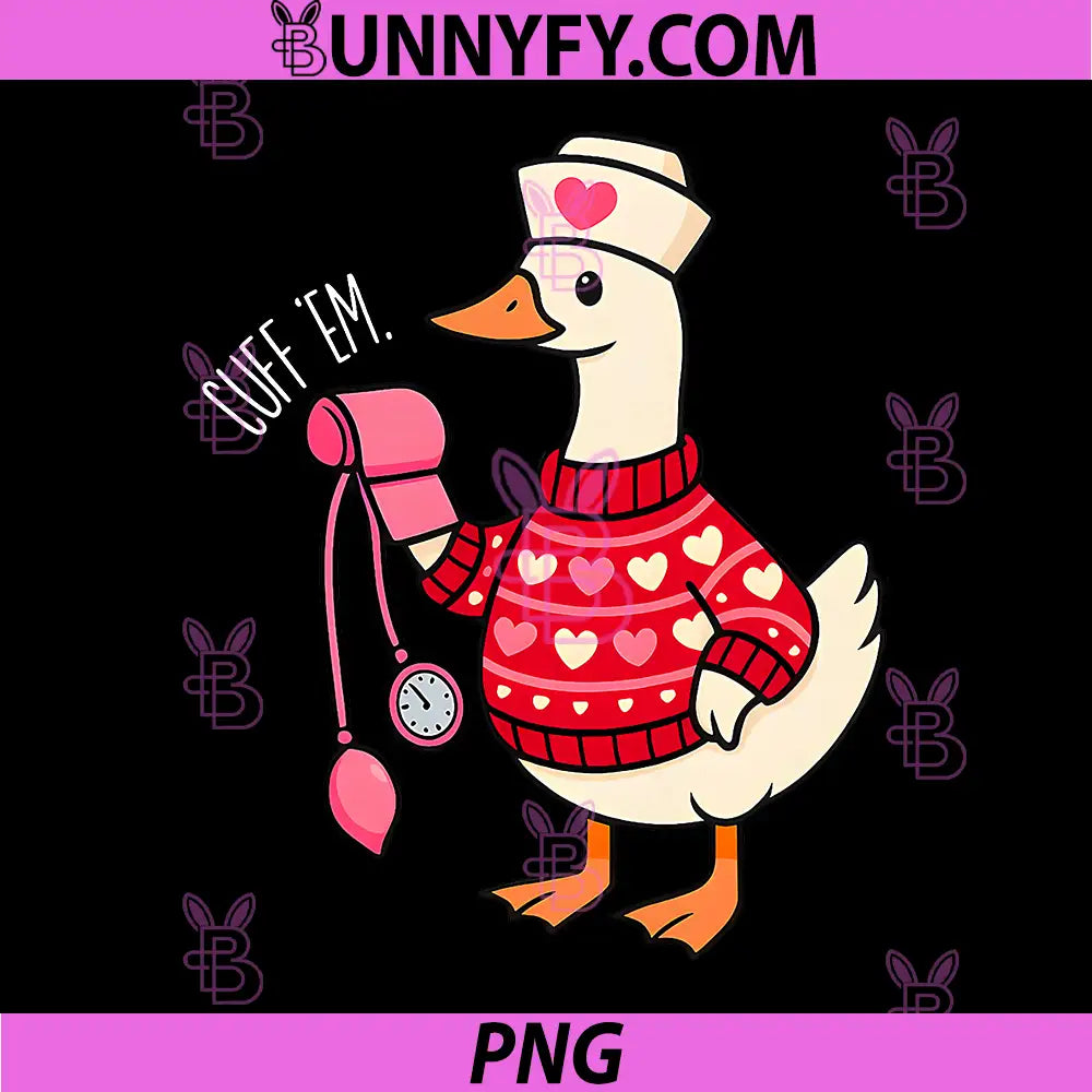 Silly Valentine Goose Nurse PNG, ER CNA LPN Valentines Day PNG