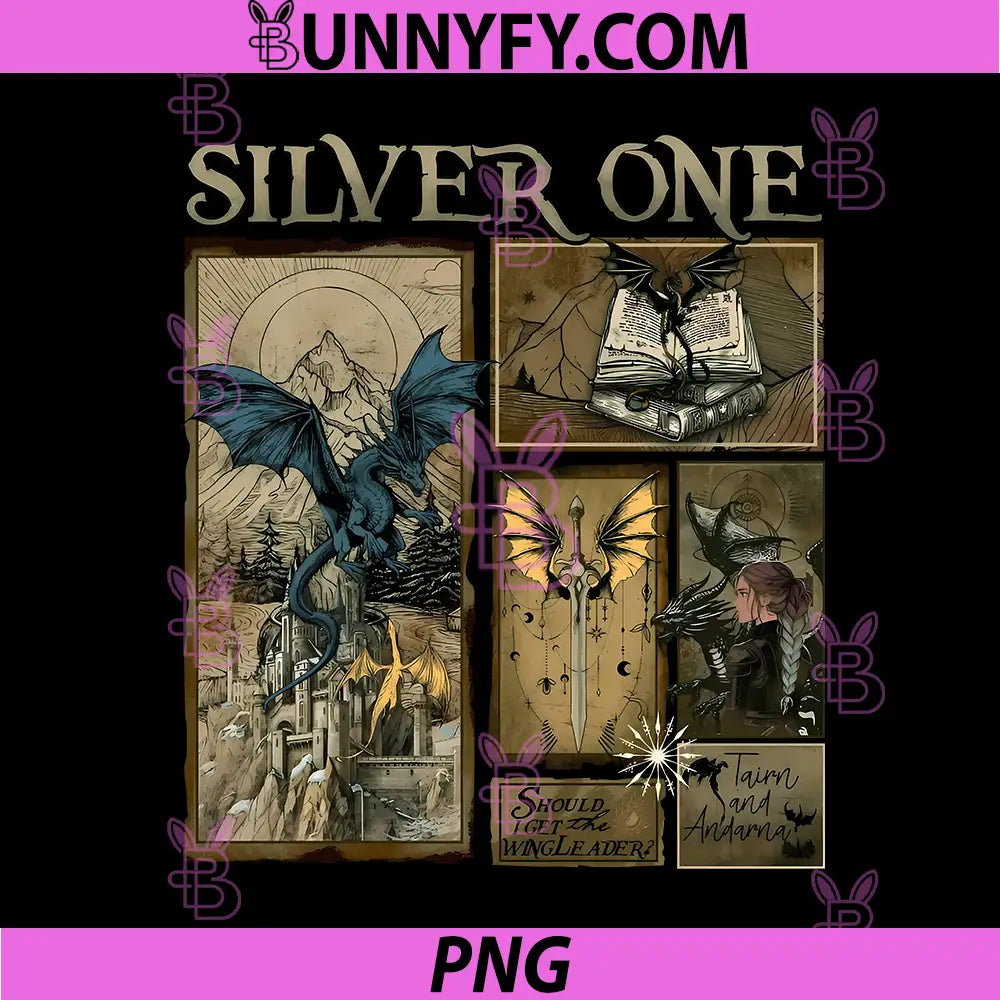 Silver One Dragon Rider Collage PNG, Tairn Andarna Wingleader Art PNG