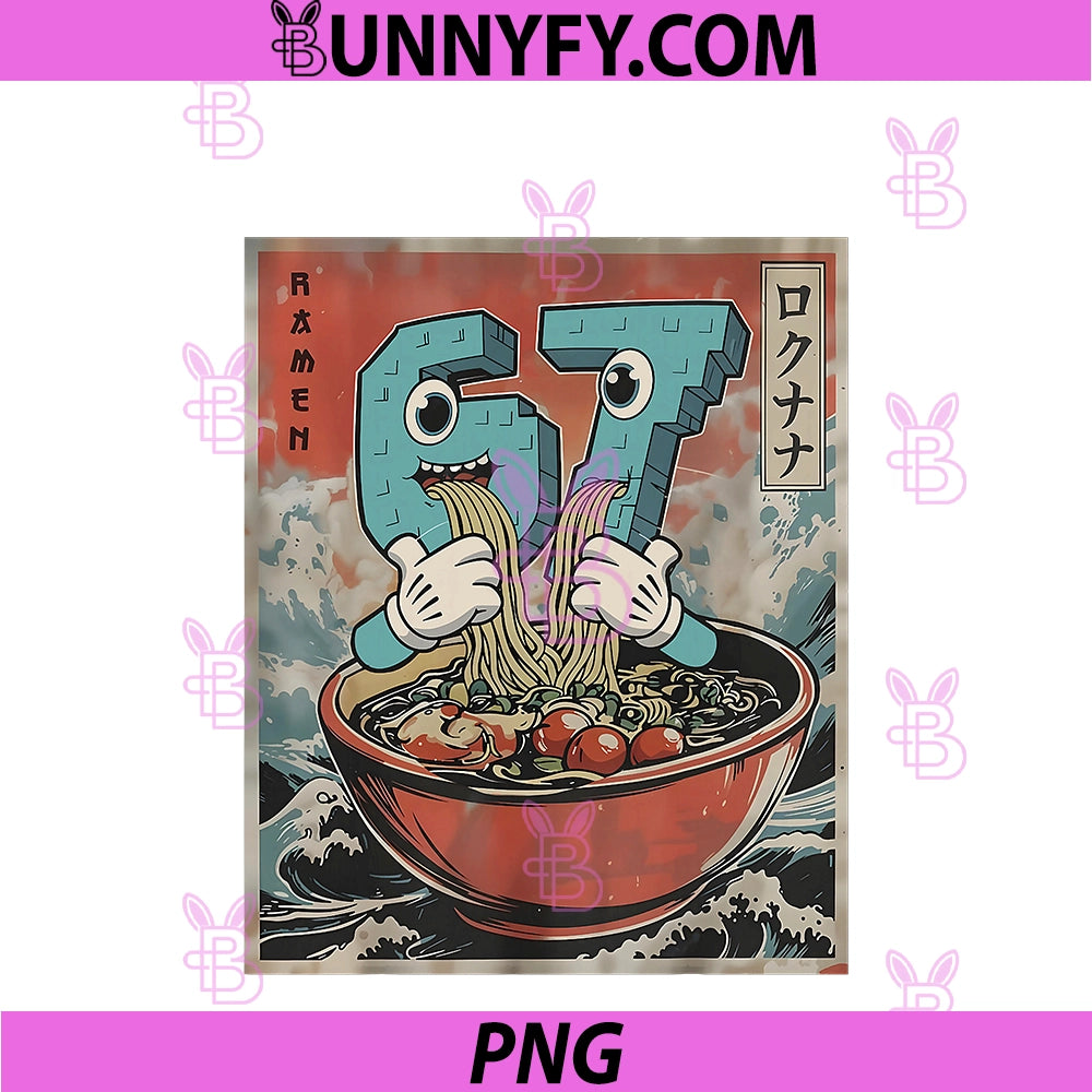 Six Seven 67 Brainrot PNG, Ramen Birthday PNG