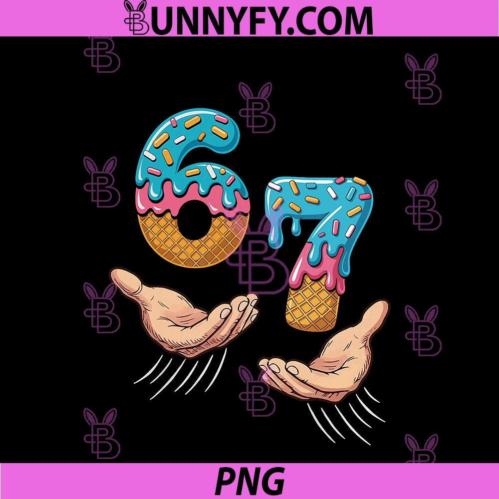 Six Seven 6 7 Ice Cream PNG, Hands Meme Graphic PNG
