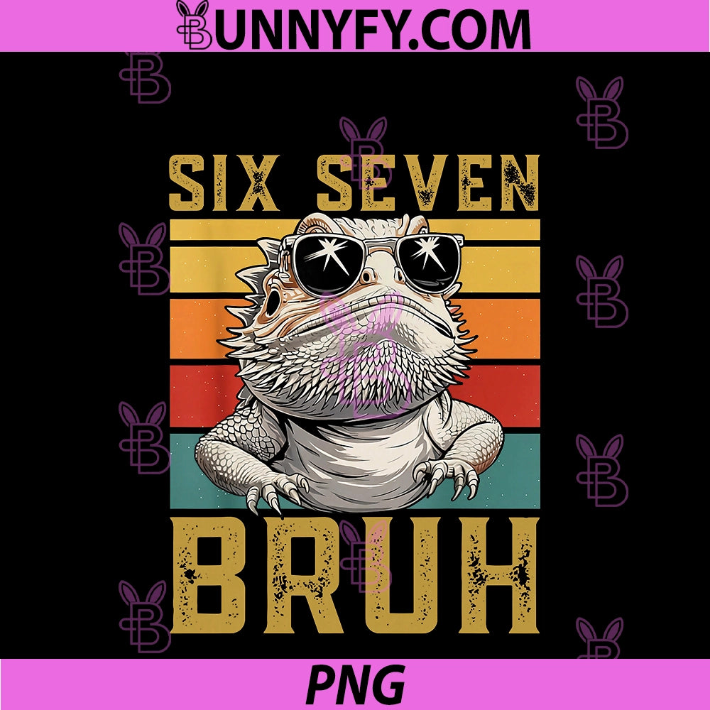 Six Seven Bruh 67 6 7 Meme PNG, Funny Sunglasses Bearded Dragon PNG