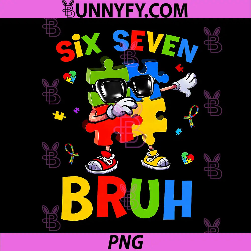 Six Seven Bruh PNG, Autism Awareness Puzzle 67 Meme PNG