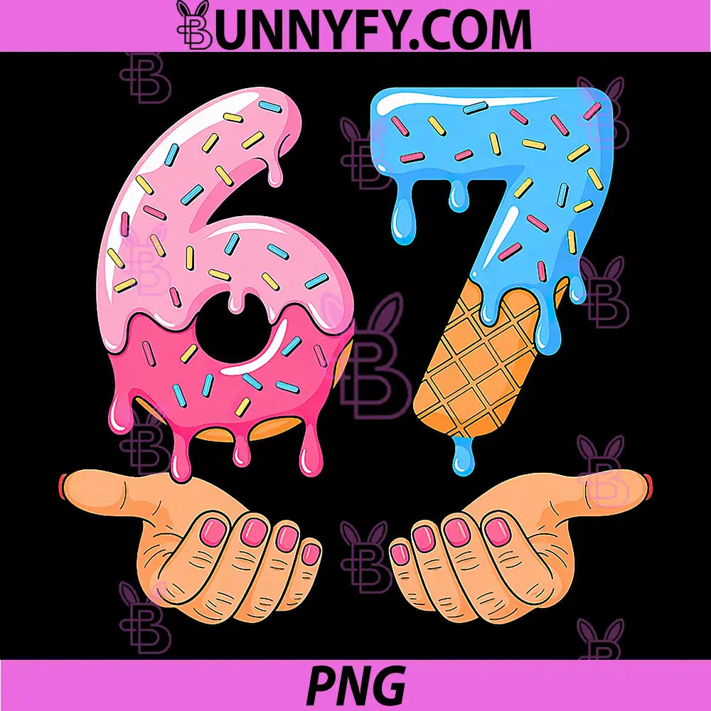 Six Seven Ice Cream Drip PNG, 67 Hands Meme 6 7 PNG