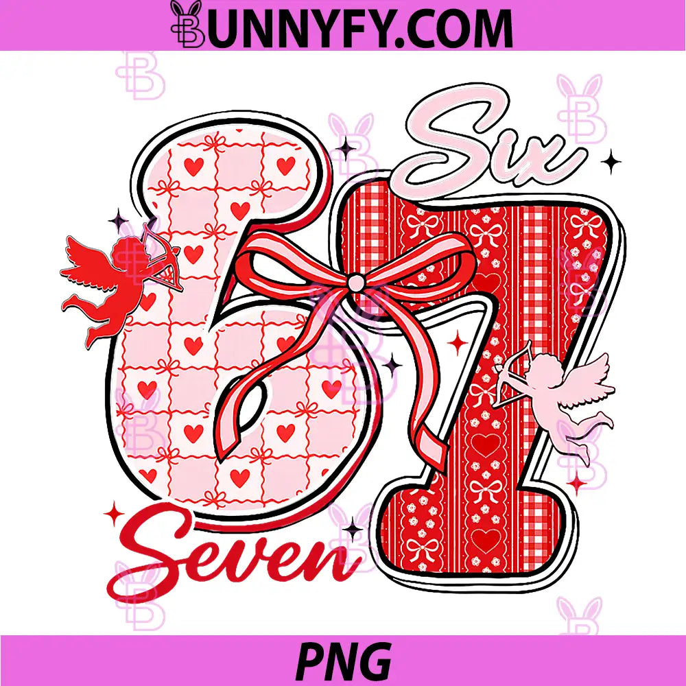 Six Seven Meme PNG, 67 Coquette Bow Valentines PNG