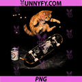 Skateboarding Cat Action Shot PNG, Funny Retro Skate Cat PNG