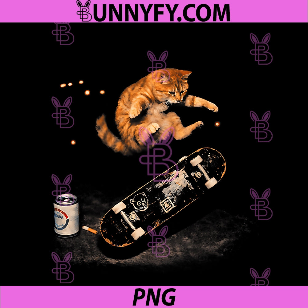 Skateboarding Cat Vintage Cats Skate Retro PNG, Funny Kitten PNG
