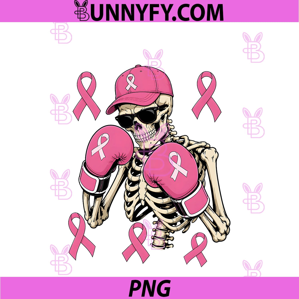 Skeleton Breast Cancer Awareness PNG, With Gloves & Pink Ribbon PNG