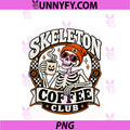 Skeleton Coffee Club PNG, Retro Halloween Coffee Lover PNG