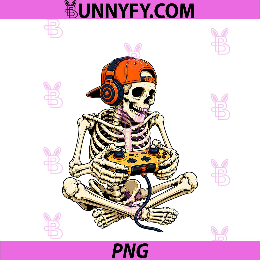 Skeleton Gamer Video Game Gaming PNG, Halloween Men Boys Kids PNG