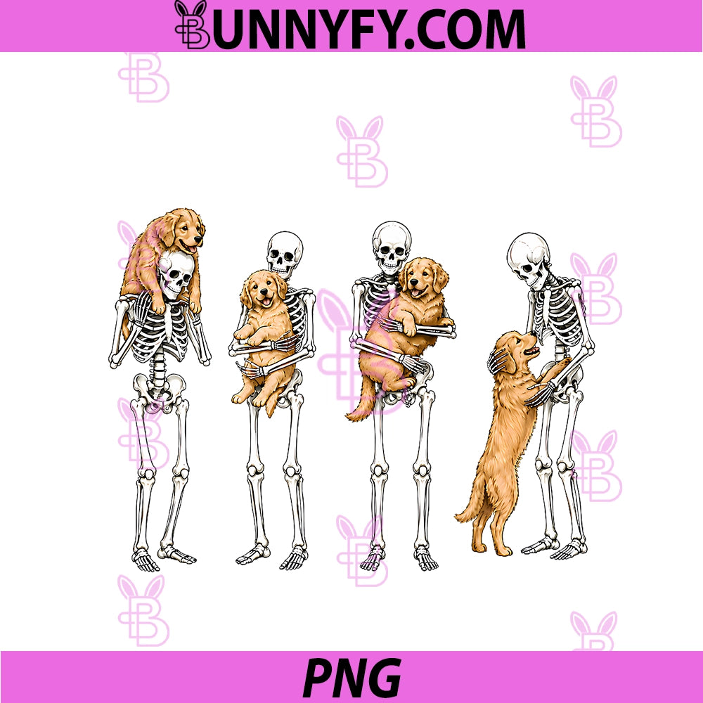 Skeleton Holding Goldendoodle Dog Happy PNG, Halloween PNG