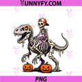 Skeleton Riding Mummy Dinosaur T rex PNG, Pumpkin Halloween Comfort PNG