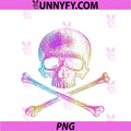Skull And Crossbones Colorful Neon PNG, Gothic Skeleton PNG