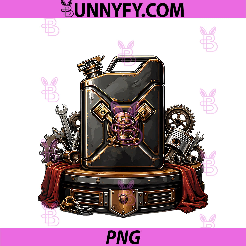 Skull Fuel Canister PNG, Engine Wrench Mechanic PNG