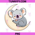 Sleeping Koala On Moon PNG, Gentle Night Animal Art PNG