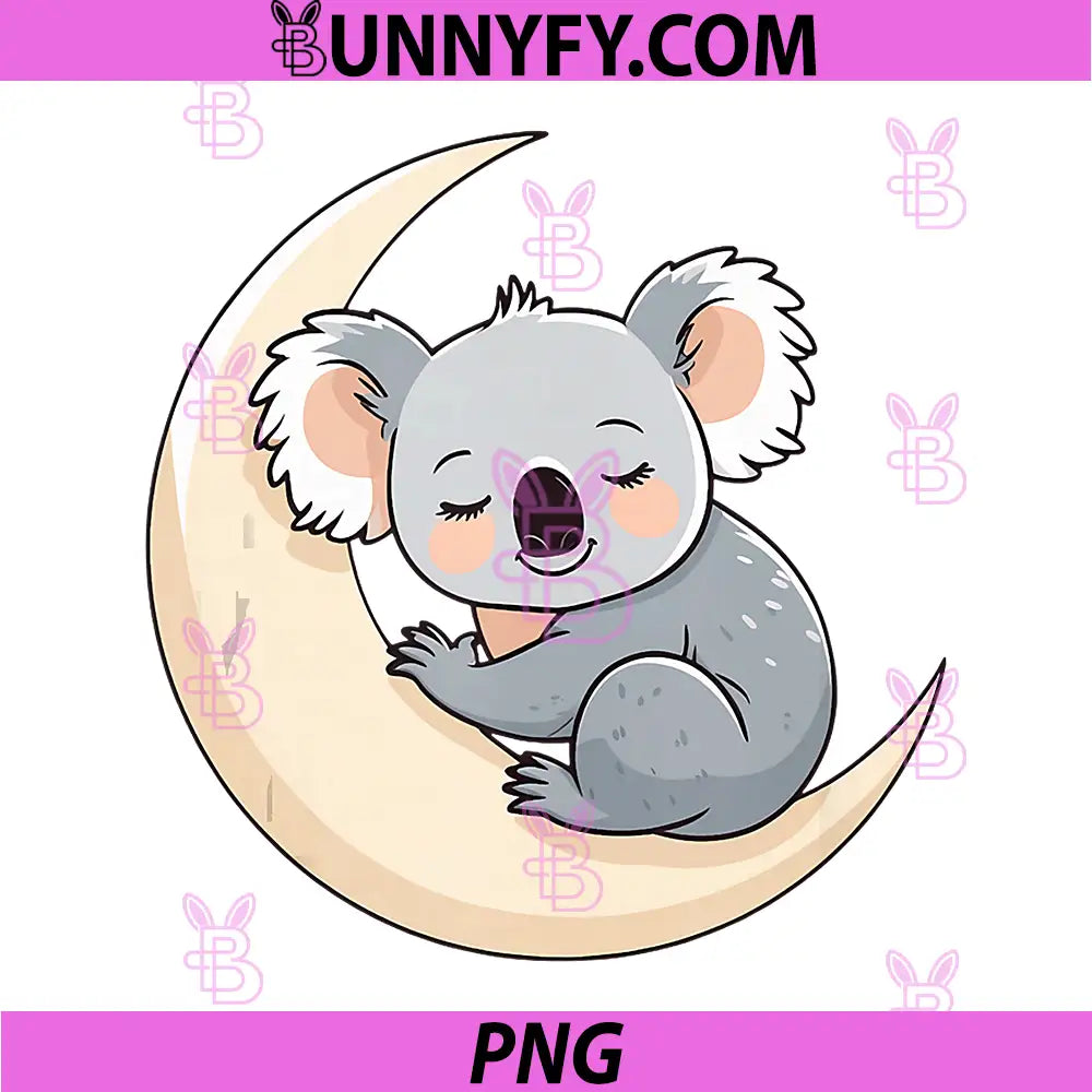 Sleeping Koala On Moon PNG, Gentle Night Animal Art PNG