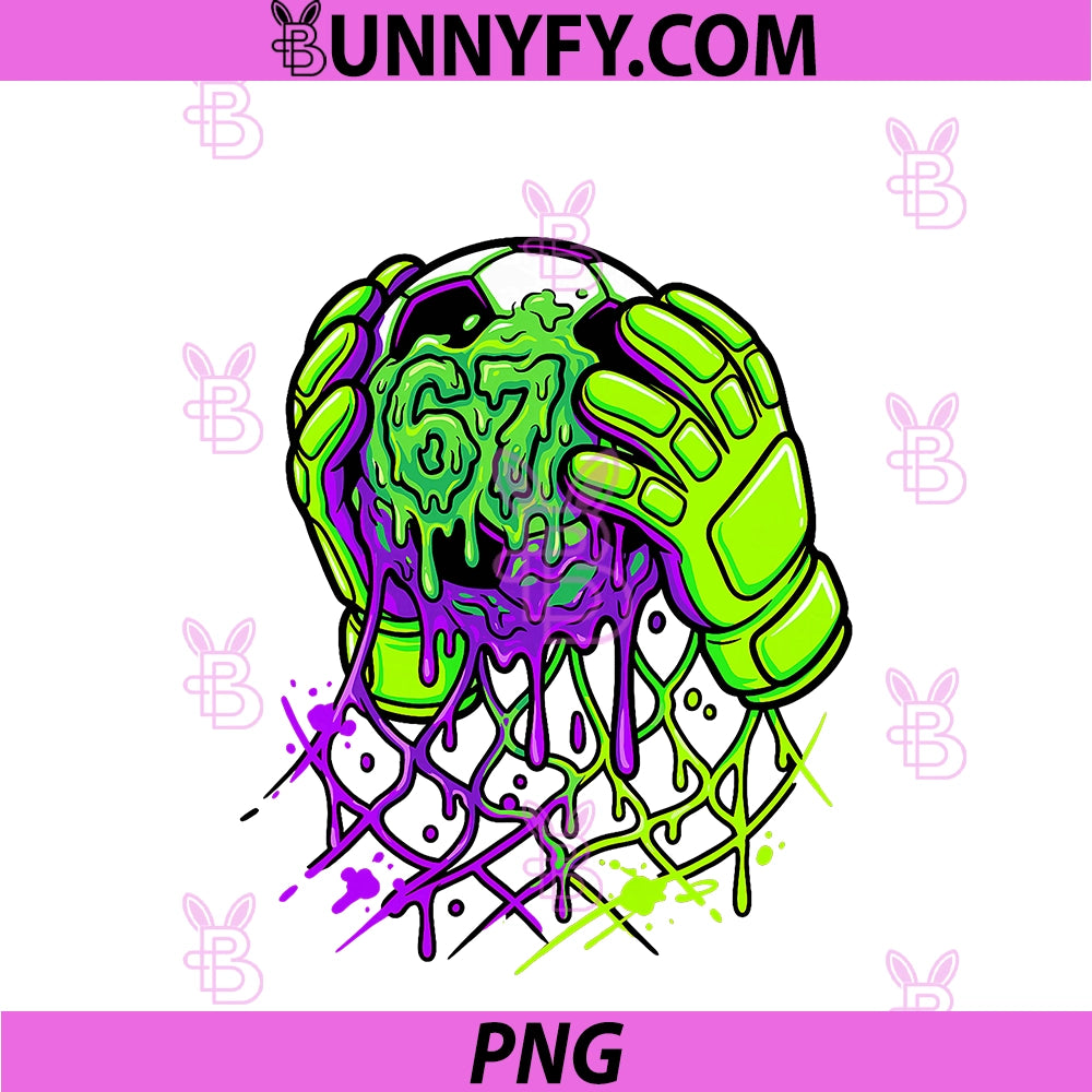 Slime Soccer 67 Goalie Gloves Dripping PNG, Funny Sport PNG