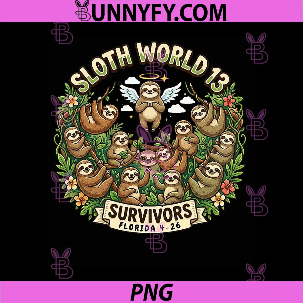 Sloth World 13 PNG, Survivors Design PNG