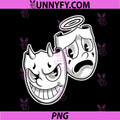 Smile Now Cry Later Angel Devil PNG, Happy Sad Vintage Cartoon PNG
