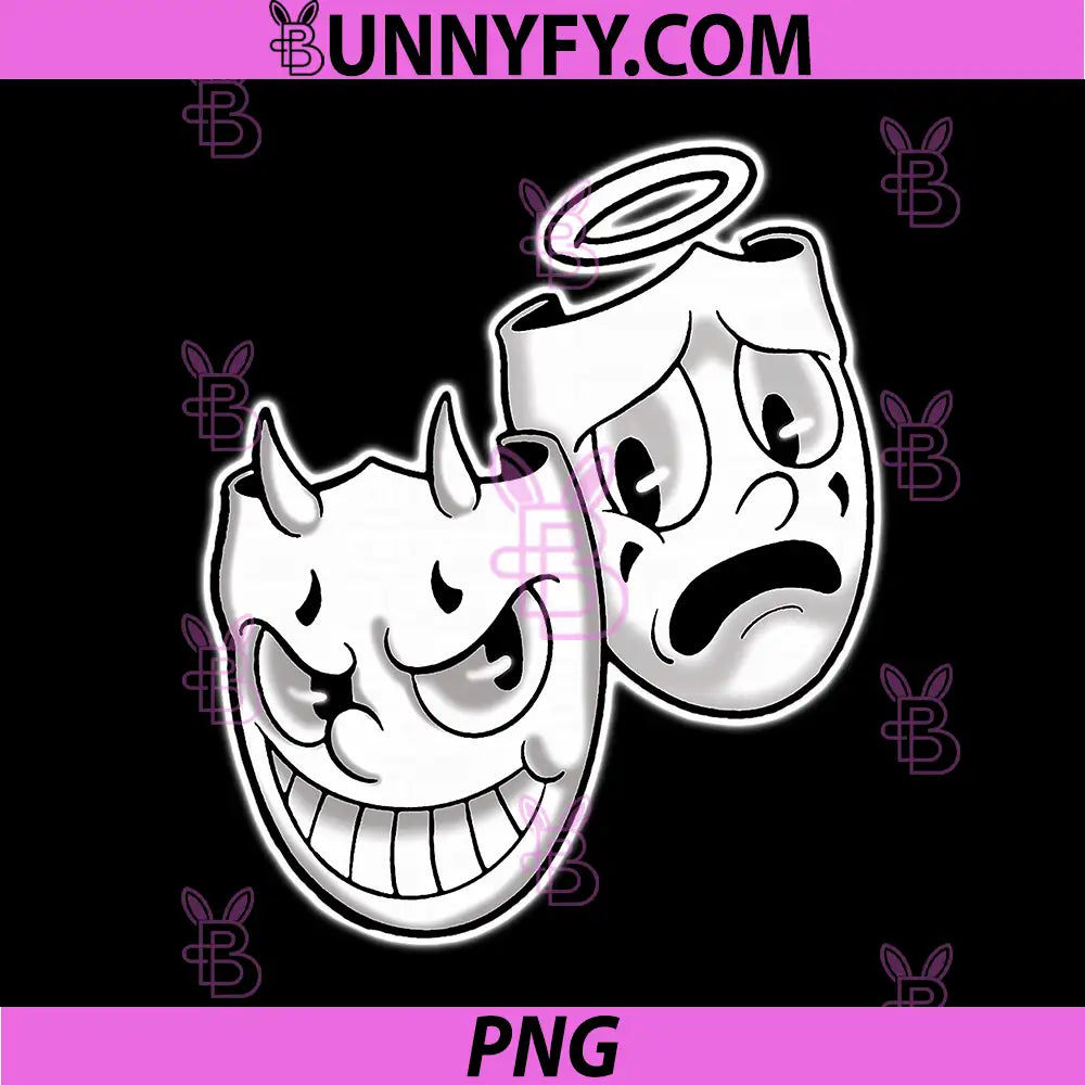 Smile Now Cry Later Angel Devil PNG, Happy Sad Vintage Cartoon PNG