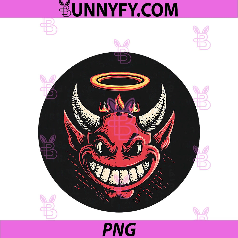 Smiling Devil PNG, With Golden Halo Look PNG