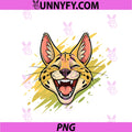 Smiling Serval Cat Head PNG, Laughing Big Wild Cat PNG