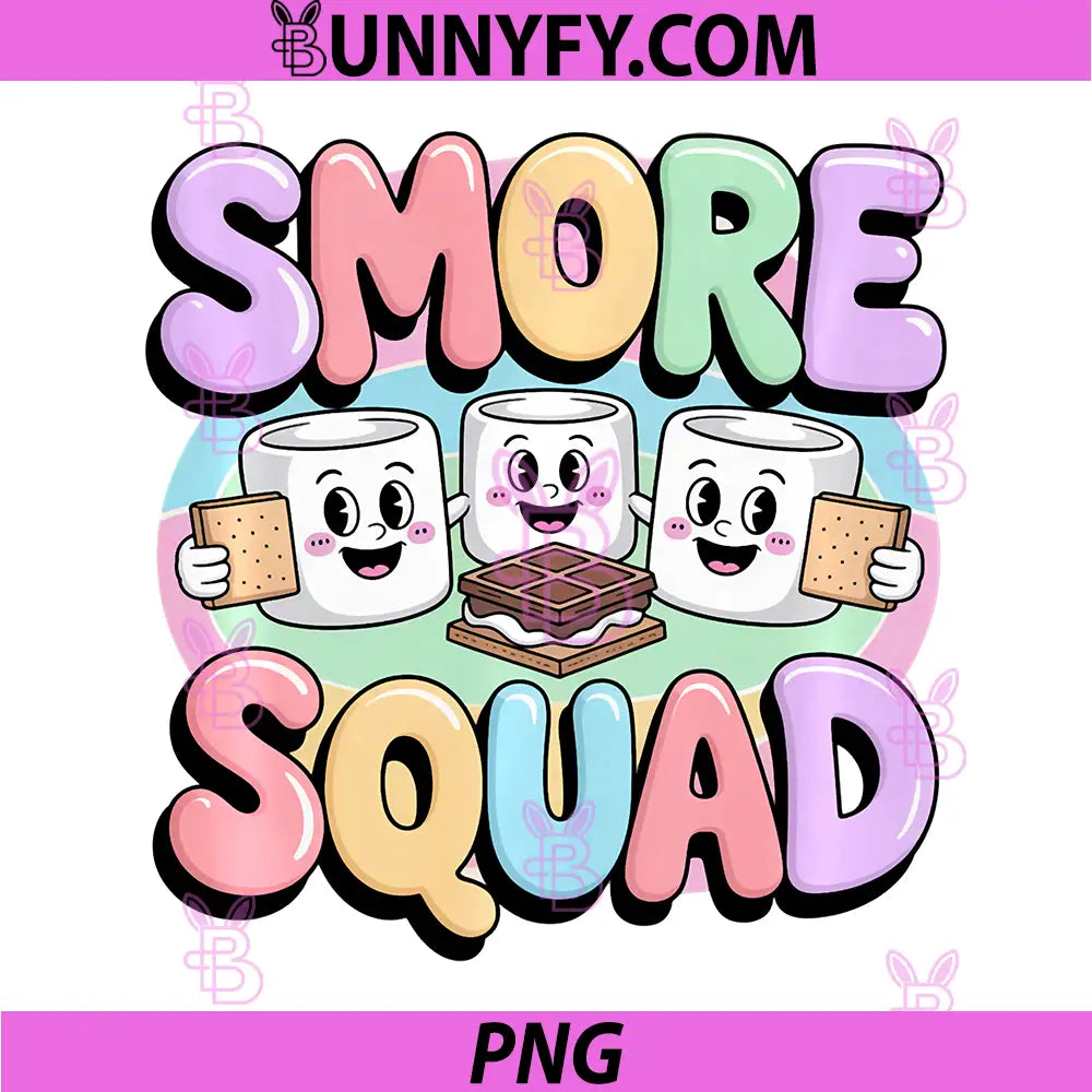 Smore Squad Retro PNG, Campfire Camping Marshmallow Cartoon PNG