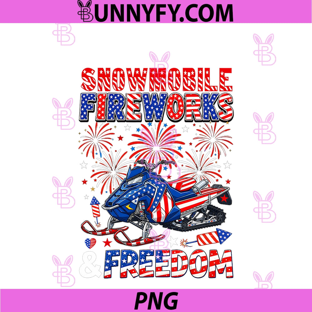 Snowmobile Freedom And Fireworks PNG, 4th July US Flag Patriotic PNG