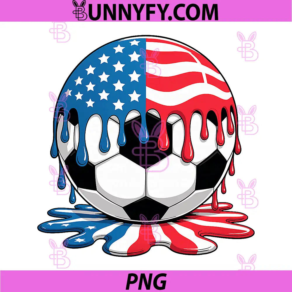 Soccer Ball Dripping US PNG, America Flag Patriotic 4th of July PNG