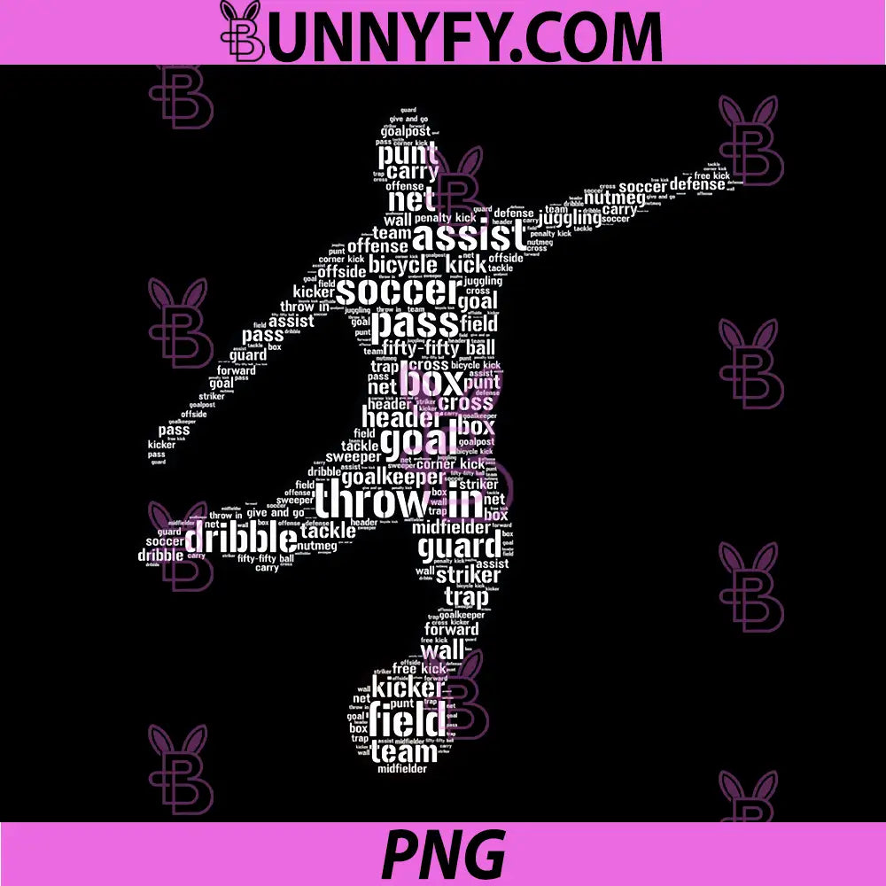 Football Player PNG, Soccer Action Silhouette Typography PNG