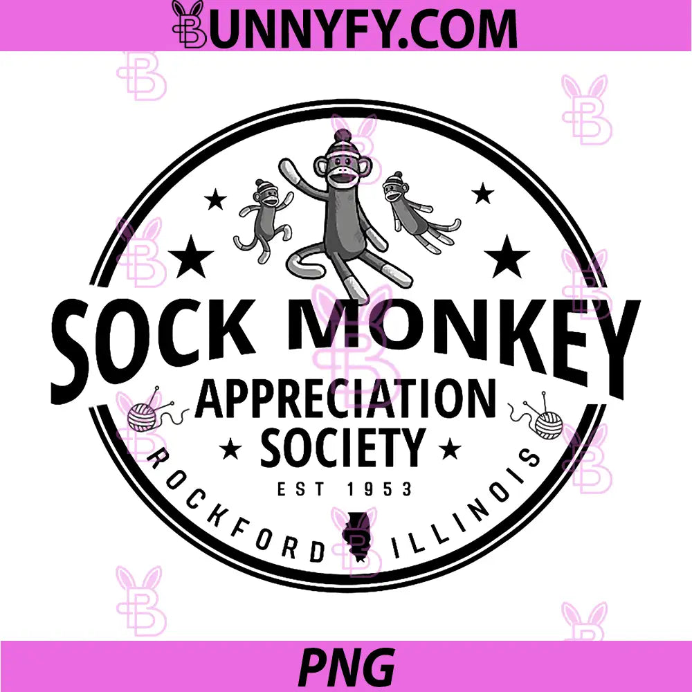 Sock Monkey Appreciation Society PNG, Funny Sock Monkey PNG