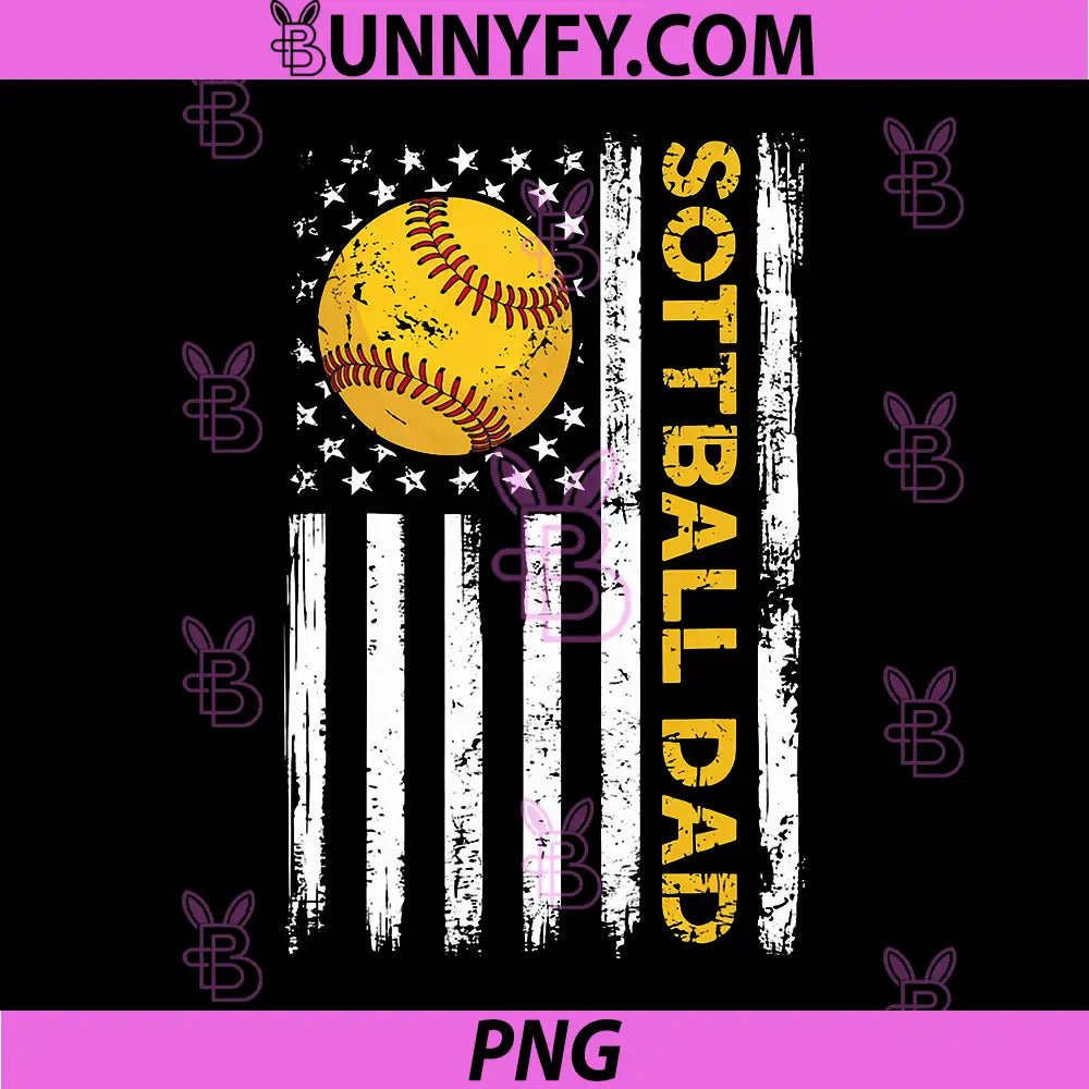 Softball Dad USA PNG, American Flag Patriotic Dad PNG