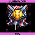 Softball Drip Ice Cream PNG, American Flag 4th of July PNG