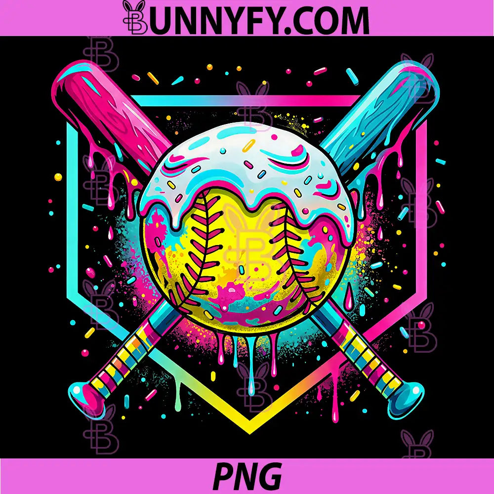 Softball Ice Cream PNG, Softball Drip PNG