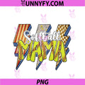 Softball Mama PNG, Lightning Bolt Checkered Varsity Mother's Day PNG