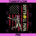 Softball Papa American US Flag PNG, Patriotic Papa Fathers Day PNG